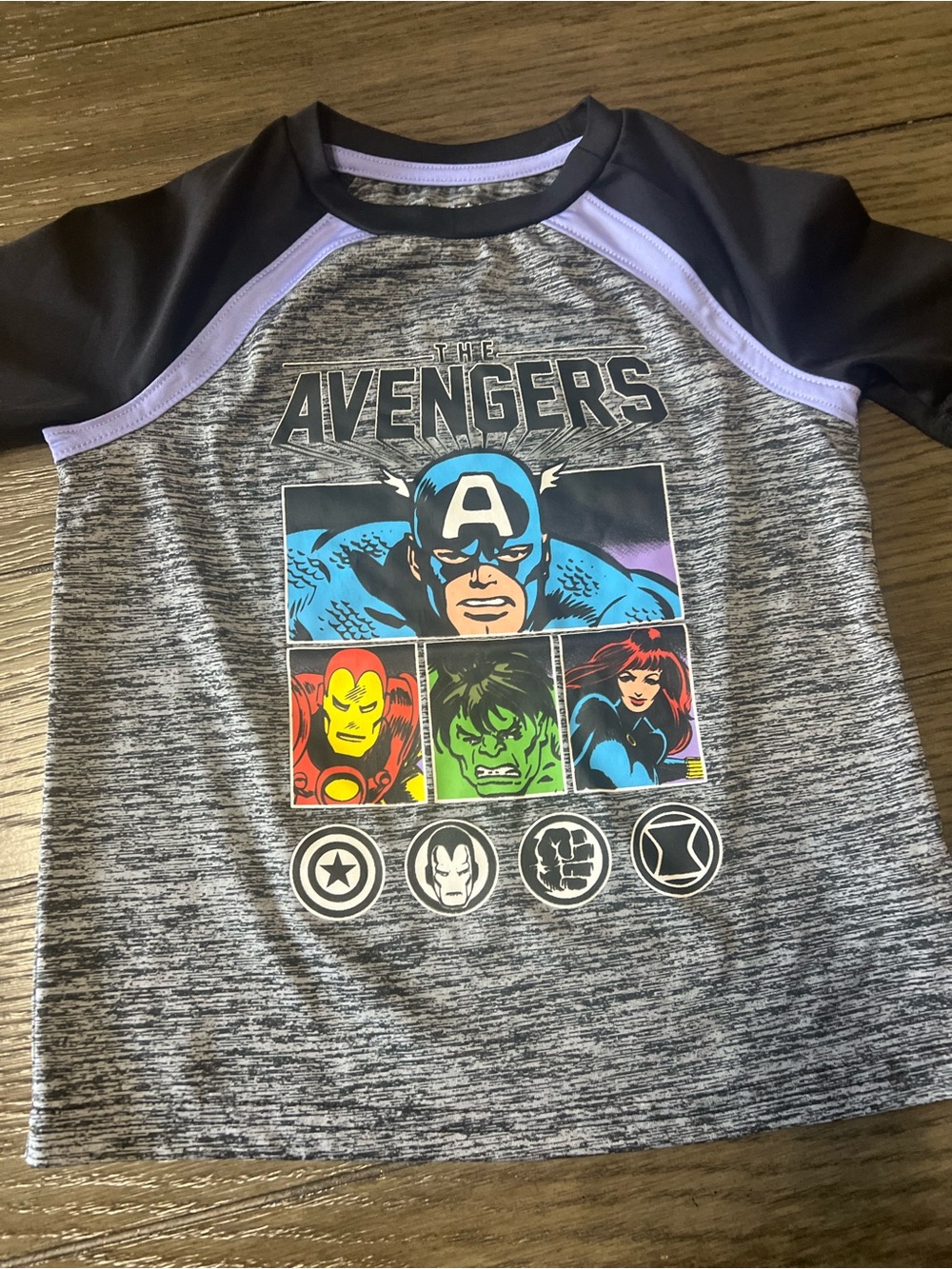 jumping beans Avengers Graphic Raglan Top in Gray, Black and Purple